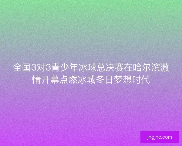 全国3对3青少年冰球总决赛在哈尔滨激情开幕点燃冰城冬日梦想时代