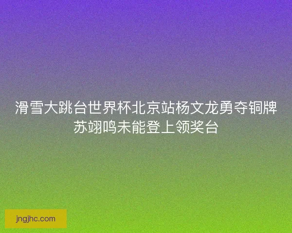 滑雪大跳台世界杯北京站杨文龙勇夺铜牌苏翊鸣未能登上领奖台